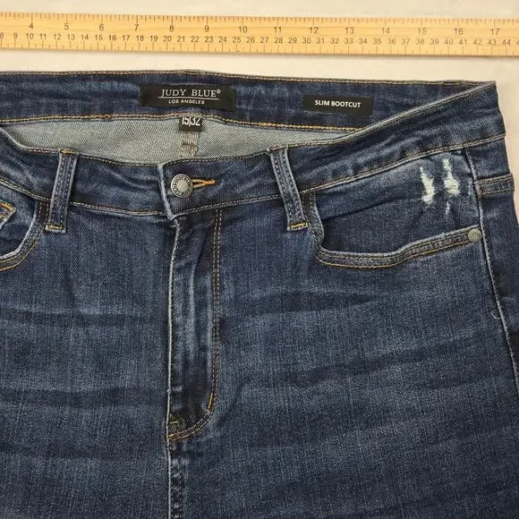 Judy Blue Women's 15/32 Slim Fit Bootcut JB88290-S Slit Hems 33 x 30 (34x29.5) - Picture 4 of 11